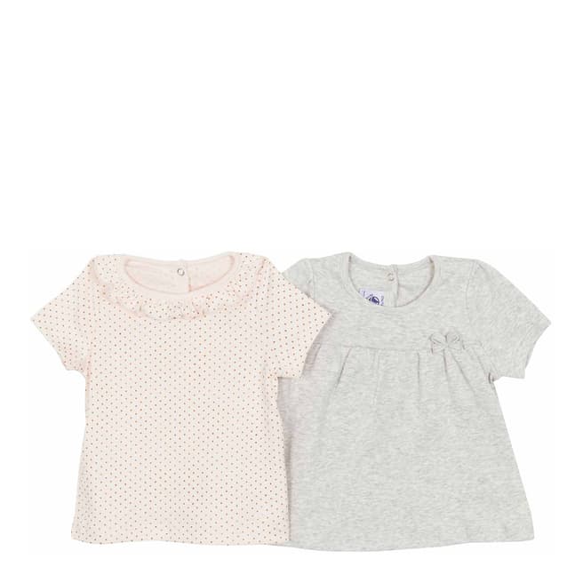 Petit Bateau Baby Girl's Pink/Grey T Shirt Set