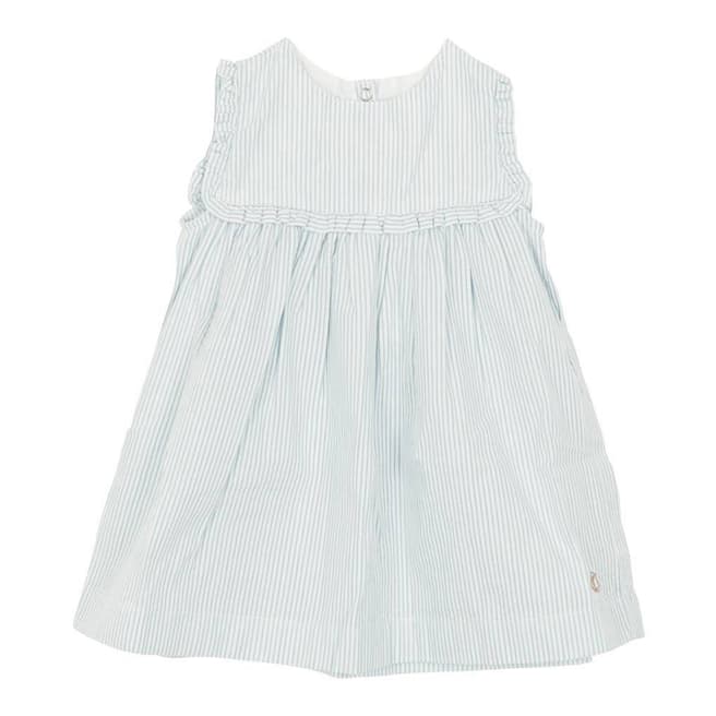 Petit Bateau Baby Girl's Blue Sleeveless Striped Dress