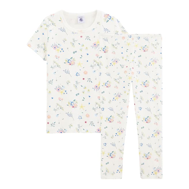 Petit Bateau Kid's Girl's White Floral Print Pyjamas