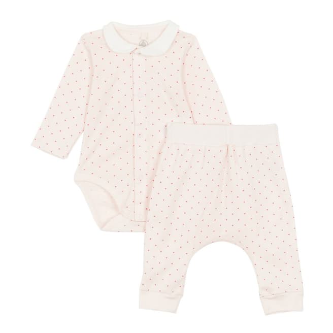 Petit Bateau Baby Girl's Pink Ribbed Clothing Set