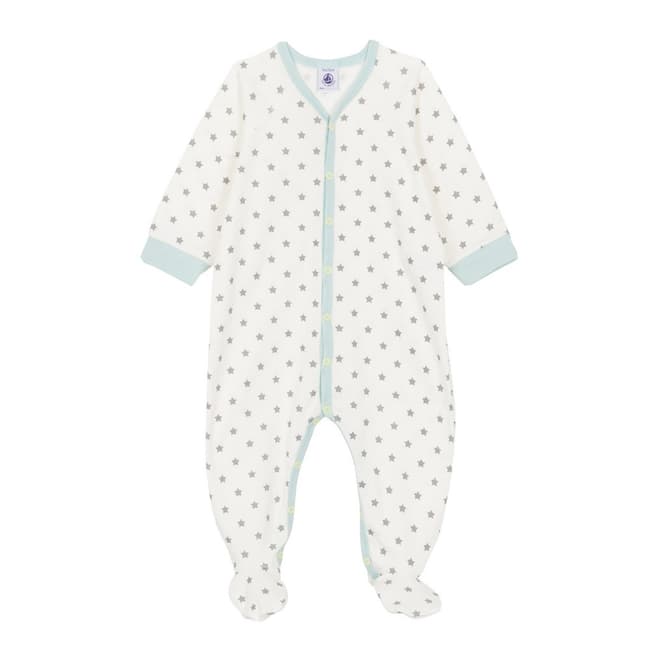 Petit Bateau Baby Boy's White Ribbed Sleepsuit
