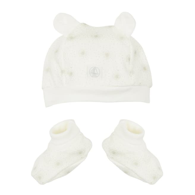 Petit Bateau Baby Baby White Hat And Baby Booties