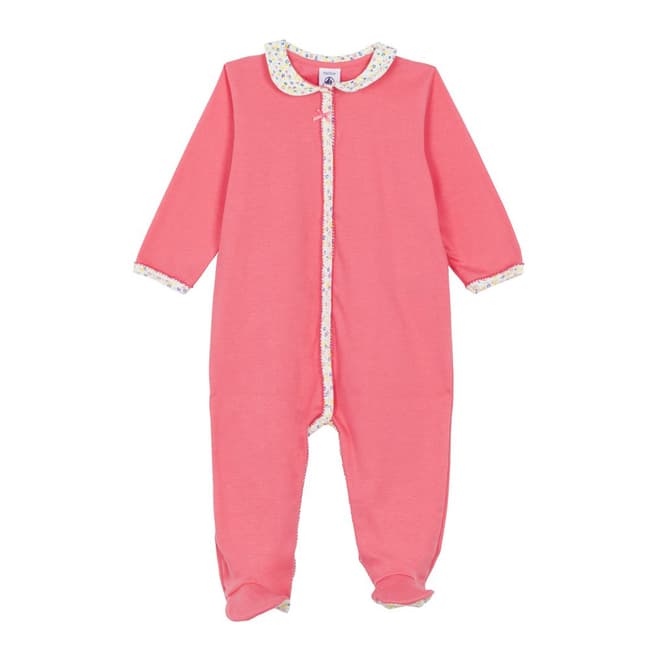Petit Bateau Baby Girl's Pink Ribbed Sleepsuit