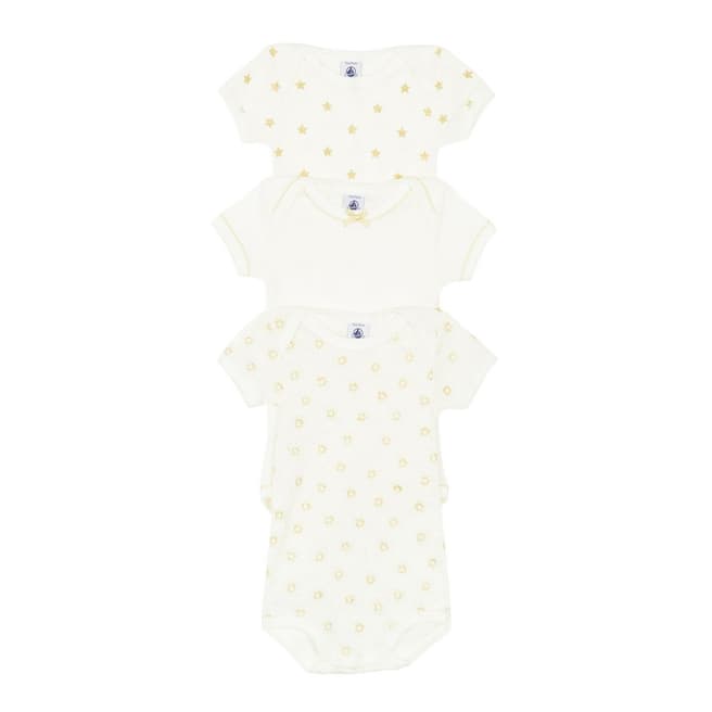 Petit Bateau Baby Girl's White Short Sleeved Bodysuit Set
