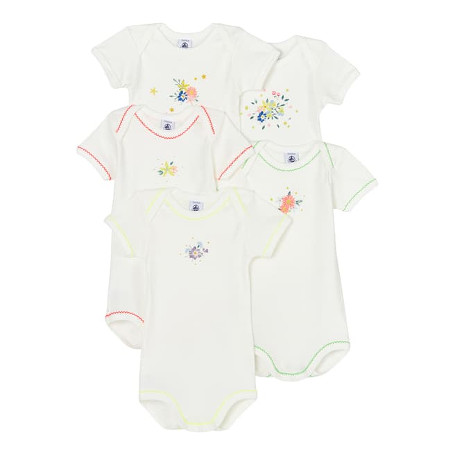 Petit Bateau Baby Girl's White Short Sleeved Bodysuit Set