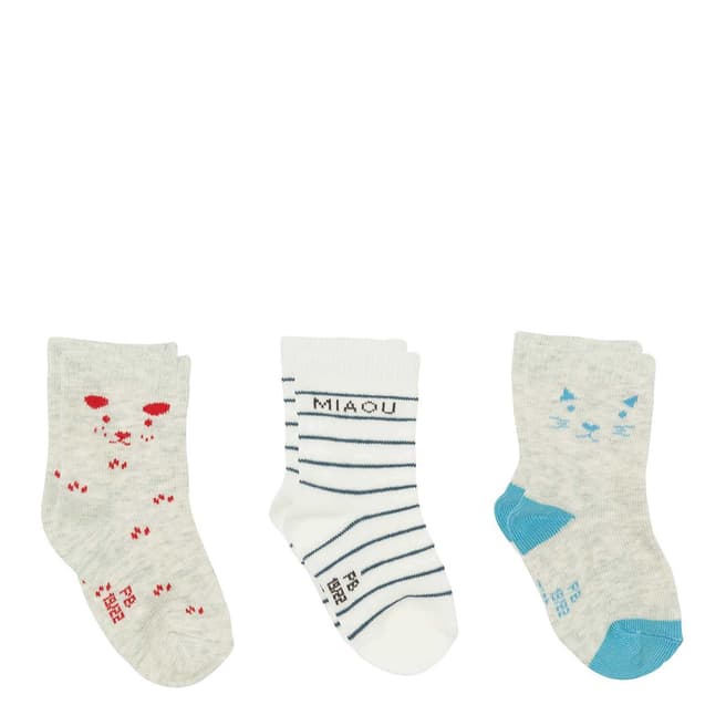 Petit Bateau Baby Boy's Grey/White Sock Set