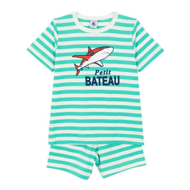 Petit Bateau Kid's Boy's Green/White Short Pyjamas