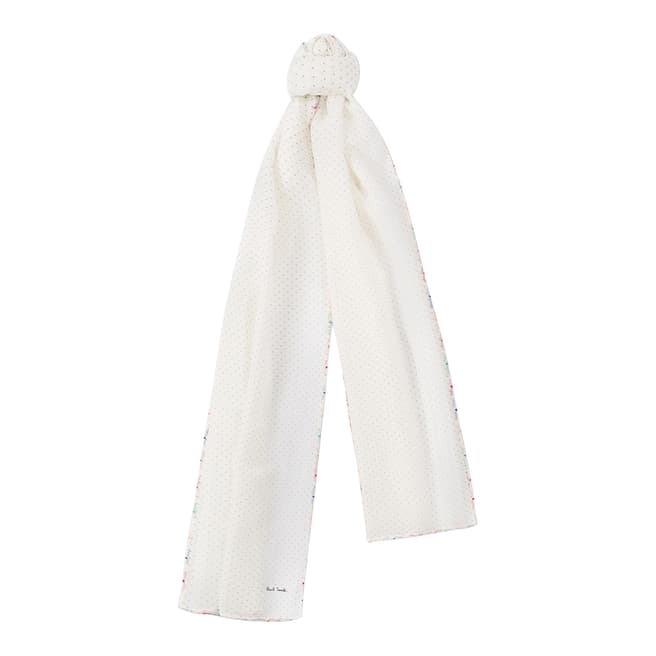 PAUL SMITH Off White Pin Dot Knot Scarf