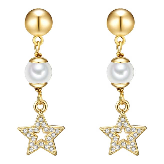 Kaimana Gold/White Pearl Star Earrings