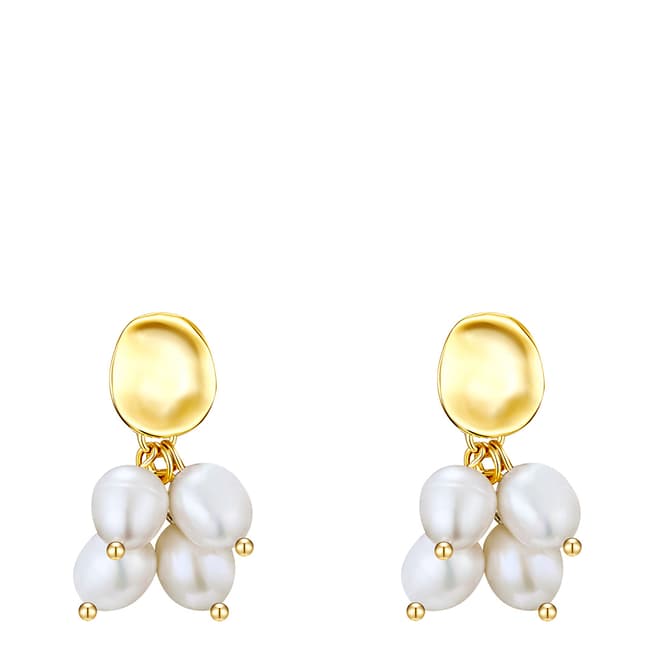 Kaimana Gold/White Freshwater Pearl Cluster Earrings