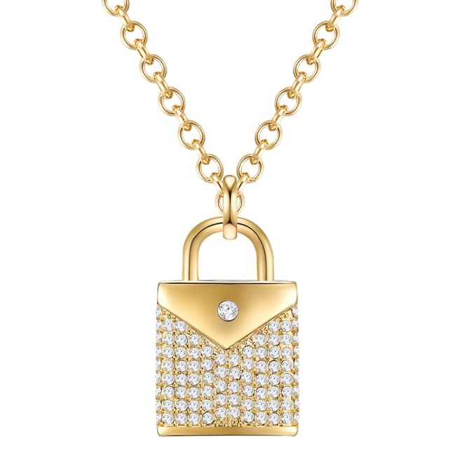 Glamcode Gold Crystal Lock Necklace