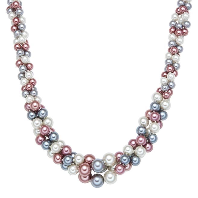 Perldesse Silver/White/Pink Pearl Cluster Necklace