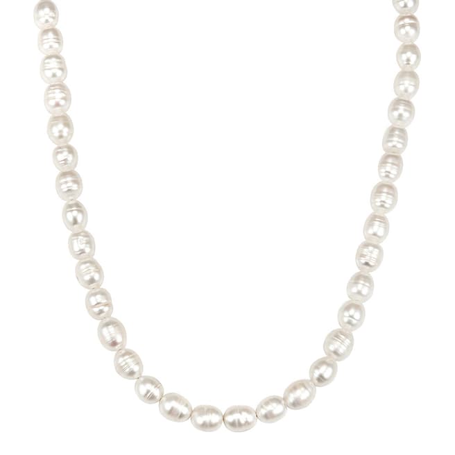 Yamato Pearls Gold/White Freshwater Pearl Necklace