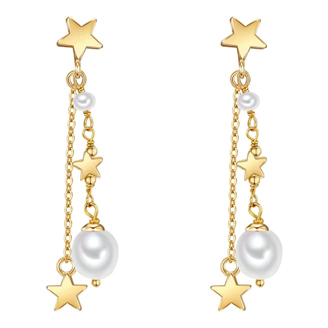Kaimana Gold/White Freshwater Pearl Star Earrings