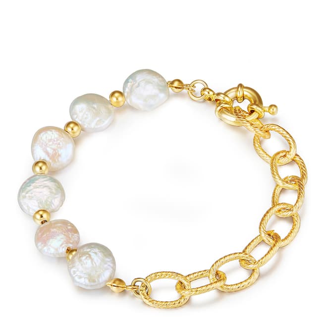 Kaimana Gold/White Freshwater Pearl Bracelet