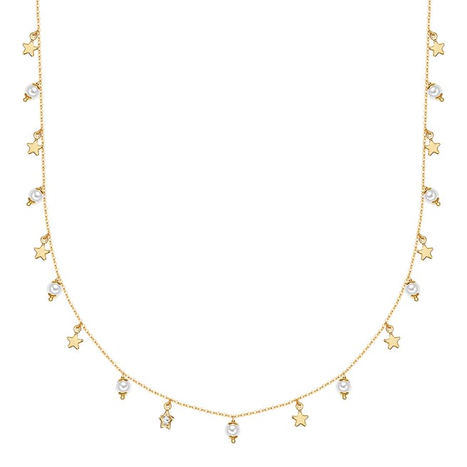 Kaimana Gold/White Pearl Star Necklace