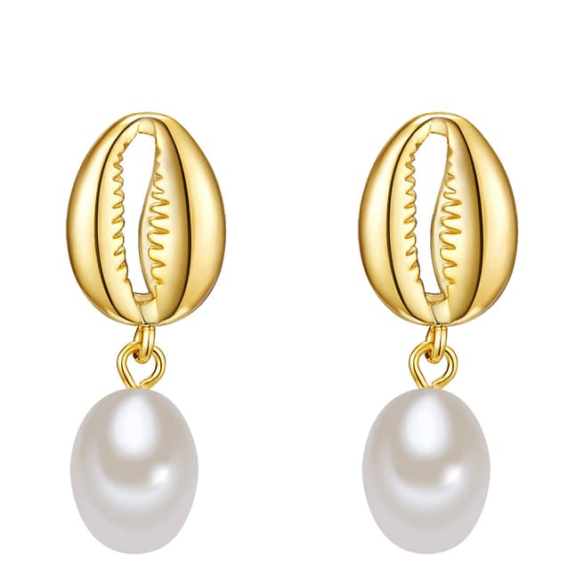 Kaimana Gold/White Pearl Seashell Earrings
