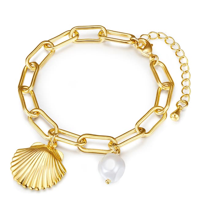 Kaimana Gold/White Pearl Seashell Bracelet
