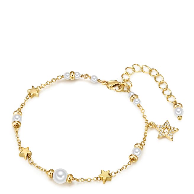 Kaimana Gold/White Pearl Star Bracelet