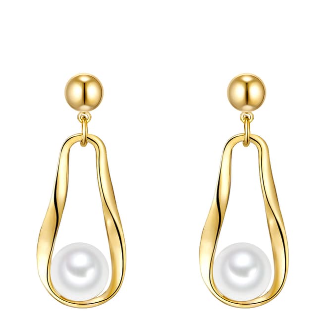 Yamato Pearls Gold/White Pearl Earrings
