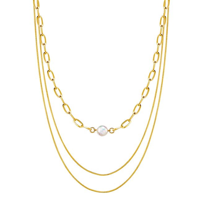 Yamato Pearls Gold/White Pearl Necklace