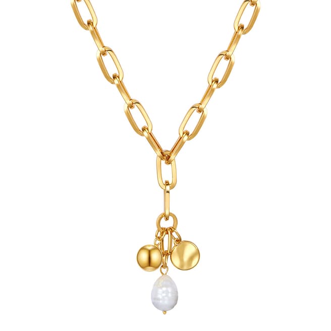 Kaimana Gold/White Pearl Charm Necklace