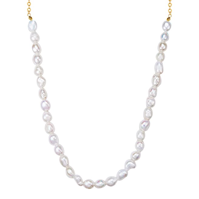 Perldesse Gold/White Freshwater Pearl Necklace