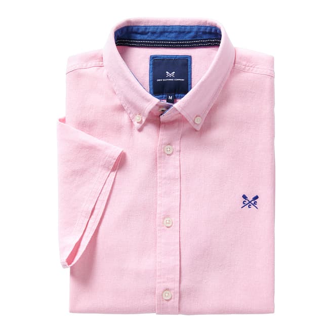 Crew Clothing Pink Short Sleeve Linen Shirt