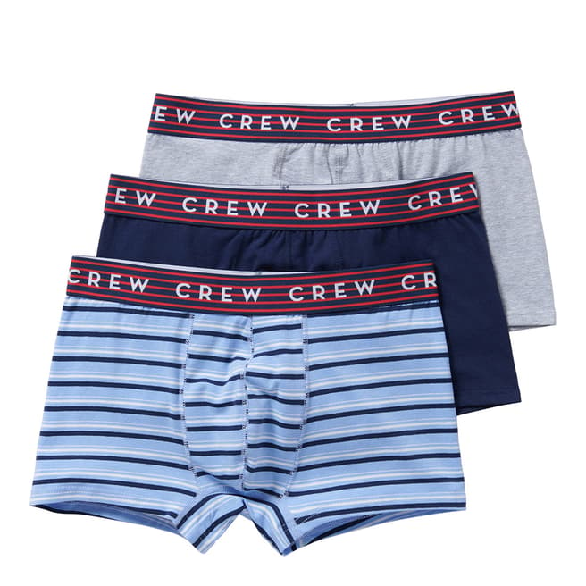 Crew Clothing Blue/Grey Marl 3 Pack Solid Boxers