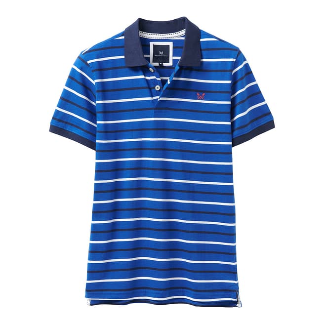 Crew Clothing Cobalt/White/Red Stripe Jersey Polo