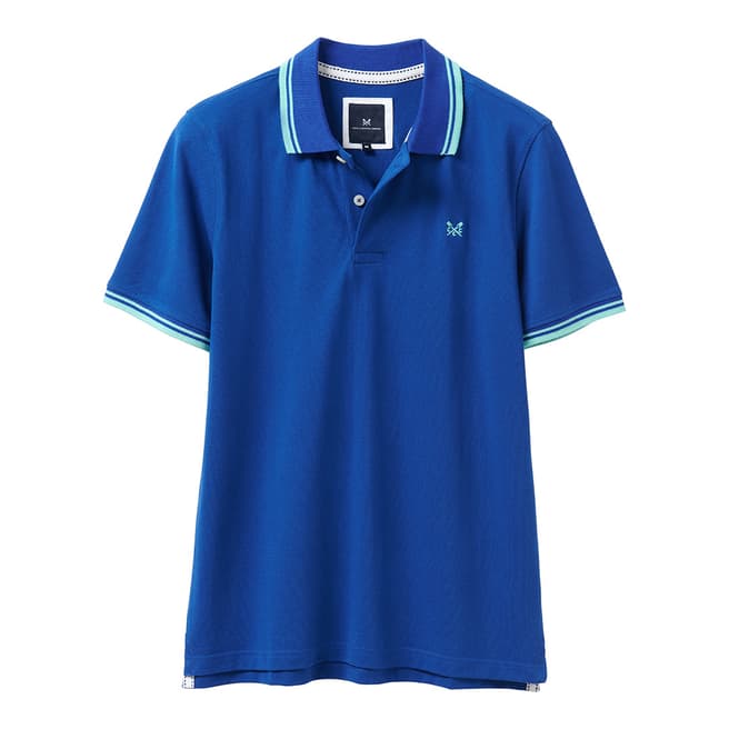 Crew Clothing Blue Web Melbury Solid Tipped Polo
