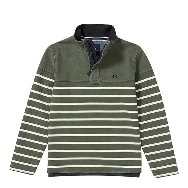 Crew Clothing Green/White Padstow Pique Sweat