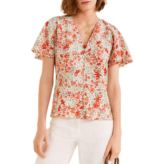 Mango Coral Red Flower Top
