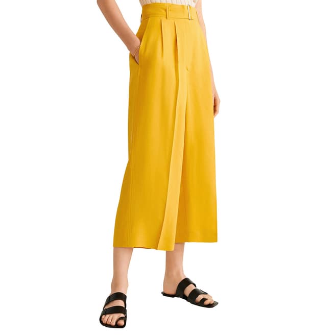 Mango Yellow Linen Paper Bag Trousers