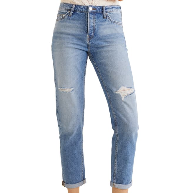 Mango Blue Relaxed Stretch Jeans
