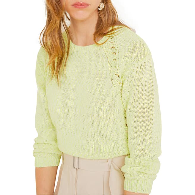 Mango Neon Yellow Open-Knit Sweater