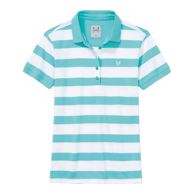 Crew Clothing Aqua/White Stripe Cotton Polo Shirt
