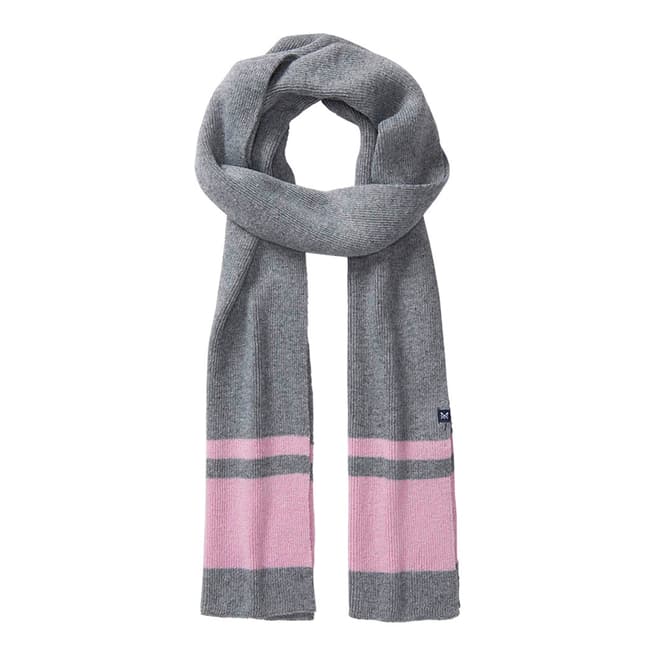 Crew Clothing Grey/Pink Colour Block Scarf