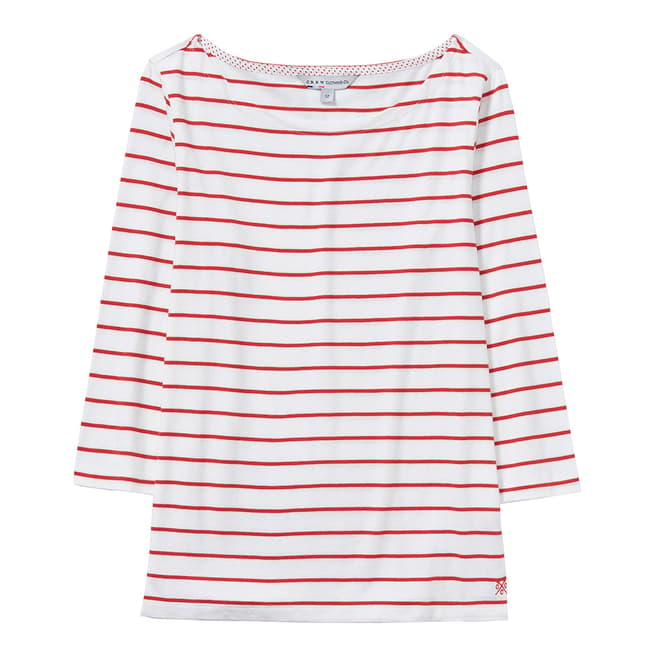 Crew Clothing White//Red Cassie Stripe Top