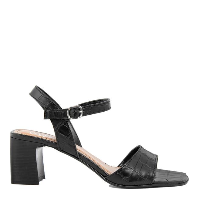 Gusto Black Ally Leather Heeled Sandals