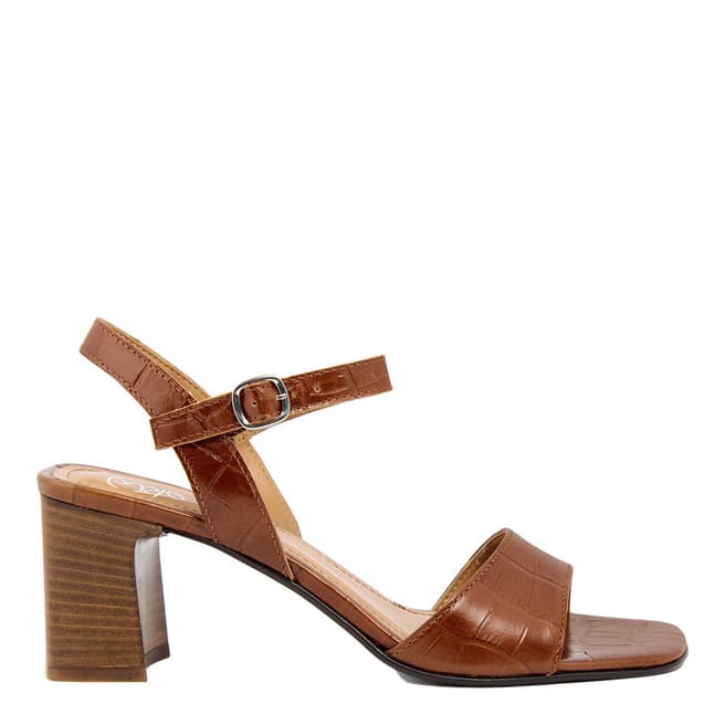 Gusto Cognac Cocco Leather Heeled Sandals