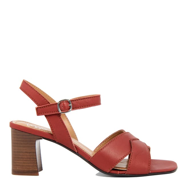 Gusto Red Sheep Leather Heeled Sandals