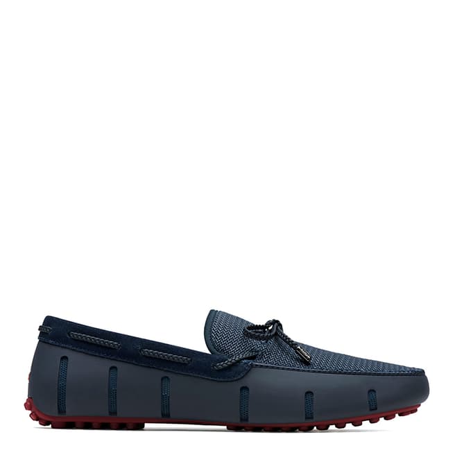 Swims Navy Deep Red Braided Lace Lux Loafer Driver