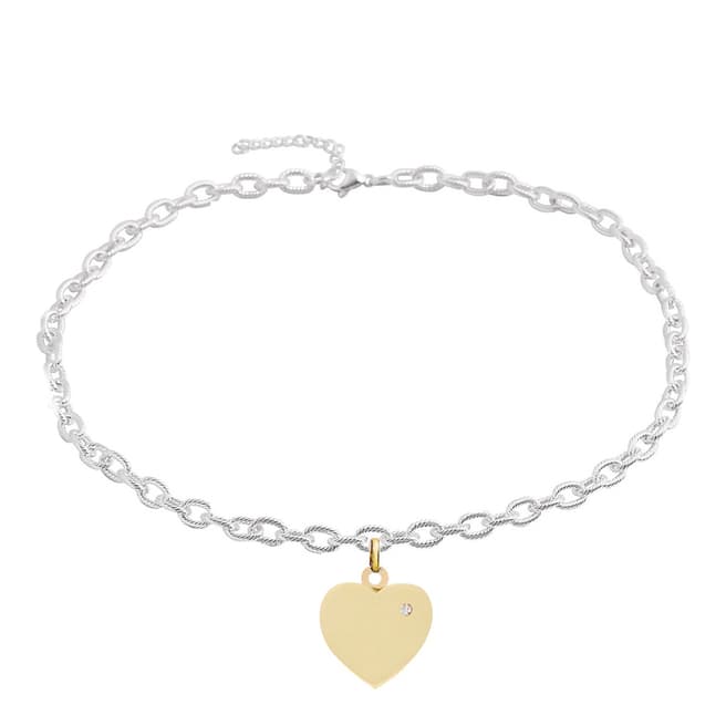 Liv Oliver 18K Gold Plated & Silver Heart Charm Necklace
