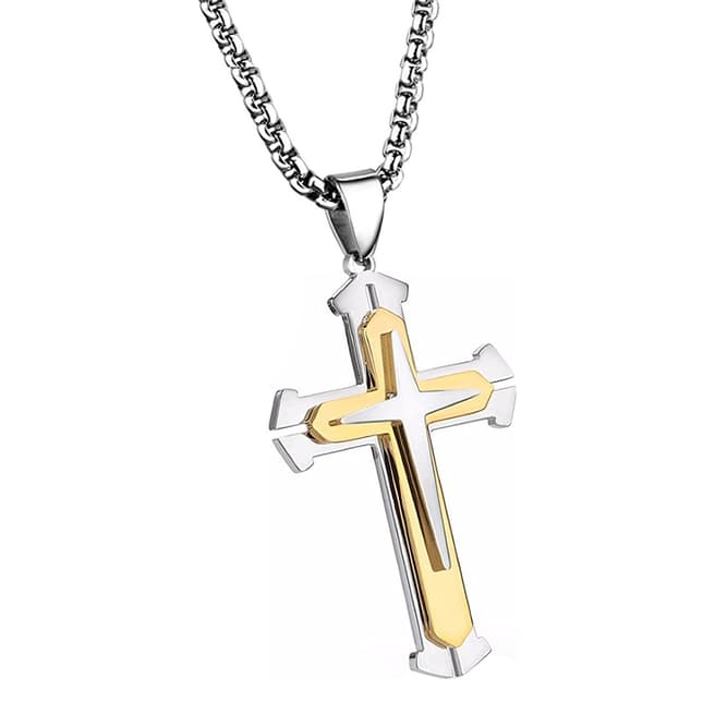 Stephen Oliver 18K Gold & Silver Plated Cross Necklace