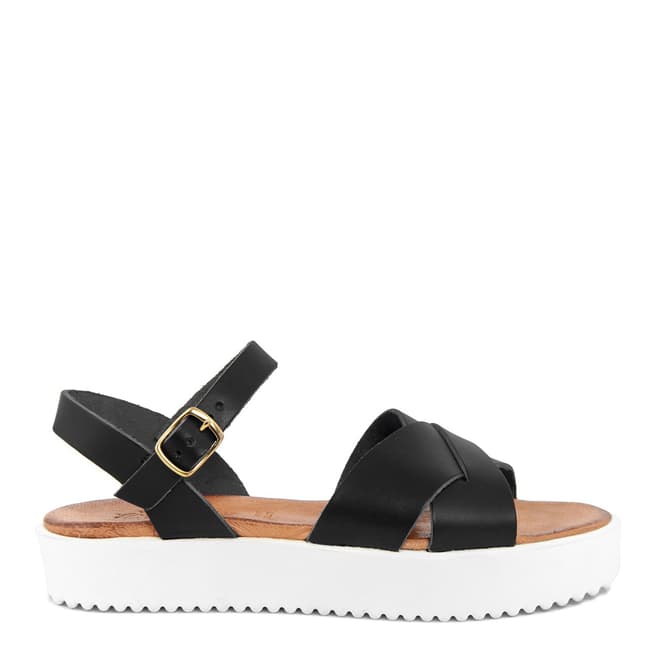 Christianelle Black Platform Leather Sandals
