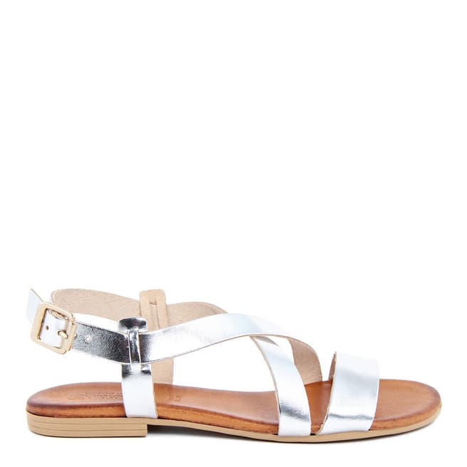 Christianelle Silver Cross Over Leather Sandals