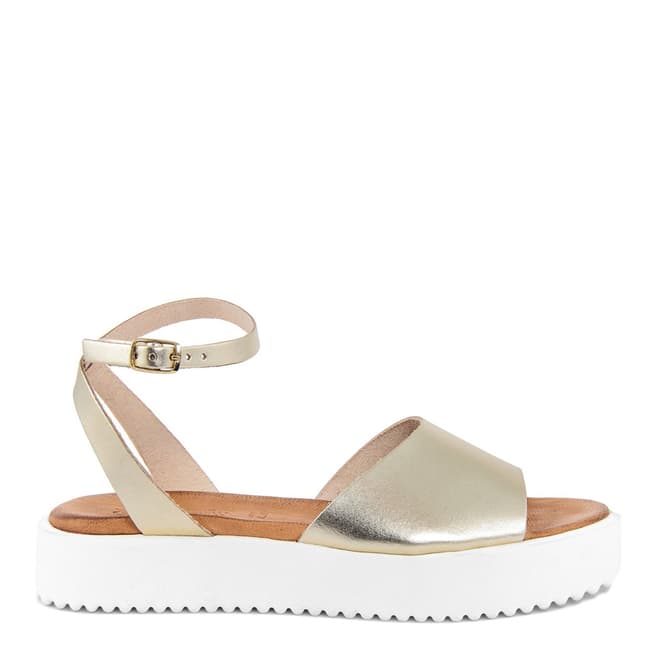 Christianelle Gold Leather Open Toe Sandals