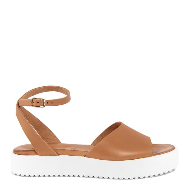 Christianelle Tan Leather Open Toe Sandals