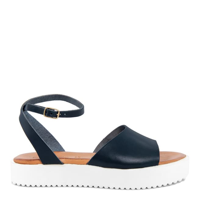 Christianelle Blue Leather Open Toe Sandals